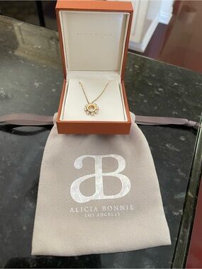 Alicia Bonnie Gold Sunburst Necklace with Yellow Center